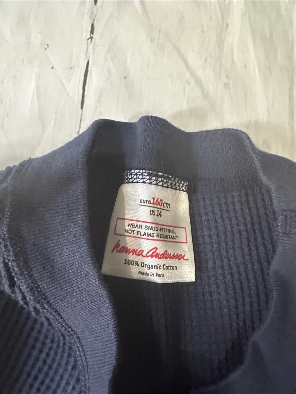 Hanna Andersson Navy Blue Waffle Thermal Pajama Set kids 14